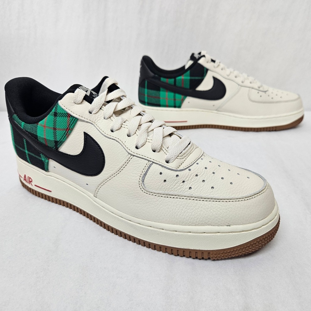 Nike Air Force 1 '07 LX Sneakers DV0791-100 Green Plaid Pale‎ Ivory Mens Size 10